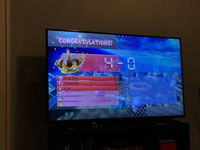 Screenshot of a perfect score in MarioKart