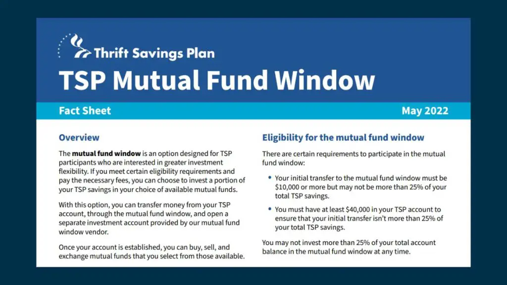 Image of the TSP fact sheet on the Mutual Fund Window