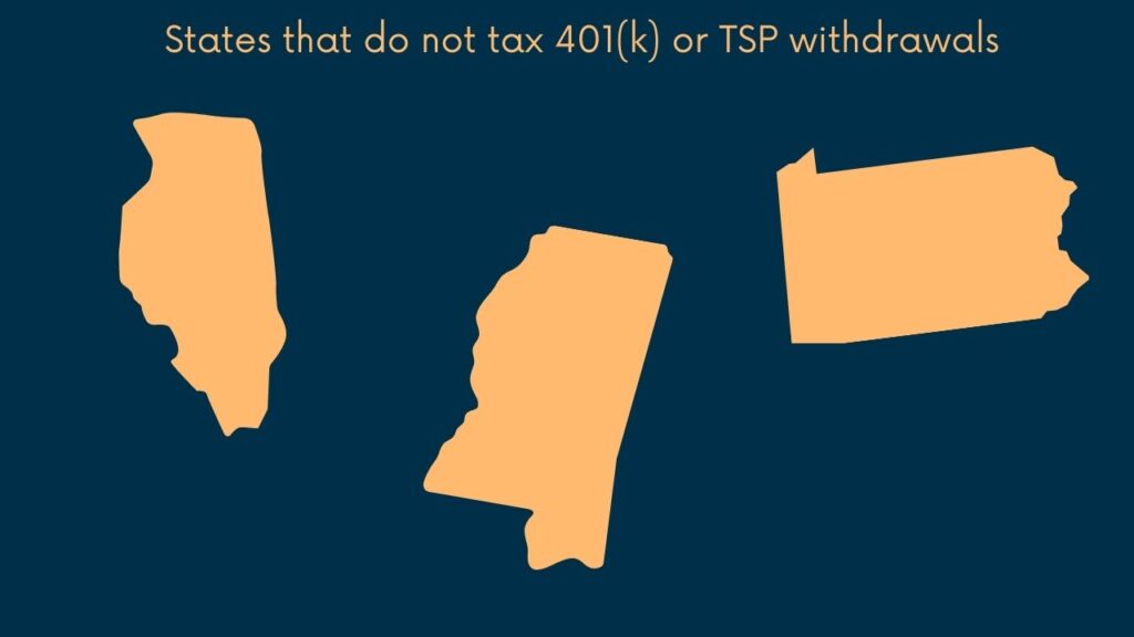 Images of the 3 states that do not tax TSP withdrawals